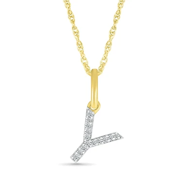 10K Yellow Gold & Diamond "Y" Initial Pendant