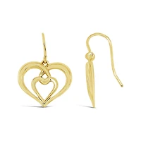 10K Yellow Gold Heart Drop Earrings