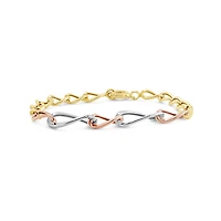 10K Tri-Colour Gold 7.25" Graduated Oval Link Bracelet