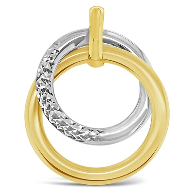 10K Yellow & White Gold Double Circle Pendant (chain not included)