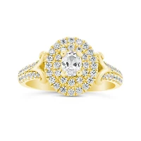 Diamond Revelations 14K Yellow Gold 0.99CTW Oval Diamond Halo Bridal Ring