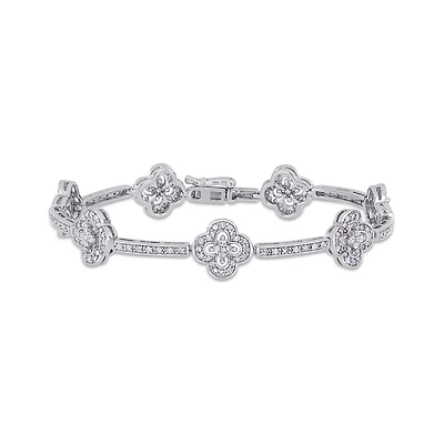Julianna B Sterling Silver 1.98CTW Diamond Station Bracelet