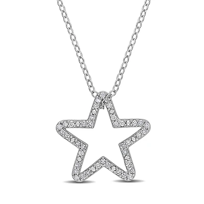 Julianna B Sterling Silver 0.20CTW Diamond Star Pendant