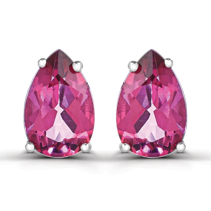 Sterling Silver Pear Shape Topaz Stud Earrings