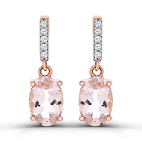 10K Rose Gold Morganite and Diamond Dangle Earrings