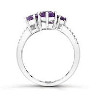 Sterling Silver Amethyst, Tanzanite and White Topaz Ring