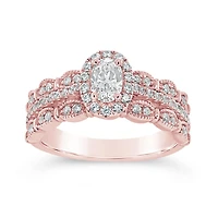 Diamond Revelations 14K Rose Gold 1.00CTW Oval Diamond Bridal Ring