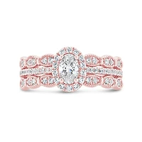 Diamond Revelations 14K Rose Gold 1.00CTW Oval Diamond Bridal Ring