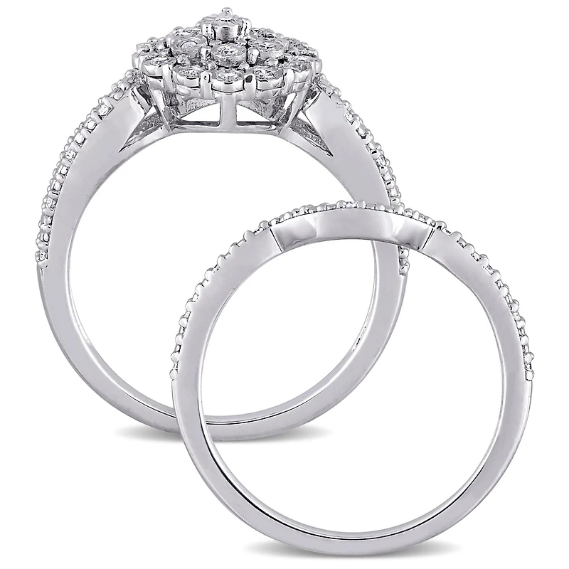 Julianna B Sterling Silver 0.25CTW Diamond Bridal Set