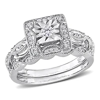 Julianna B Sterling Silver 0.20CTW Diamond Bridal Set