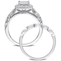 Julianna B Sterling Silver 0.20CTW Diamond Bridal Set