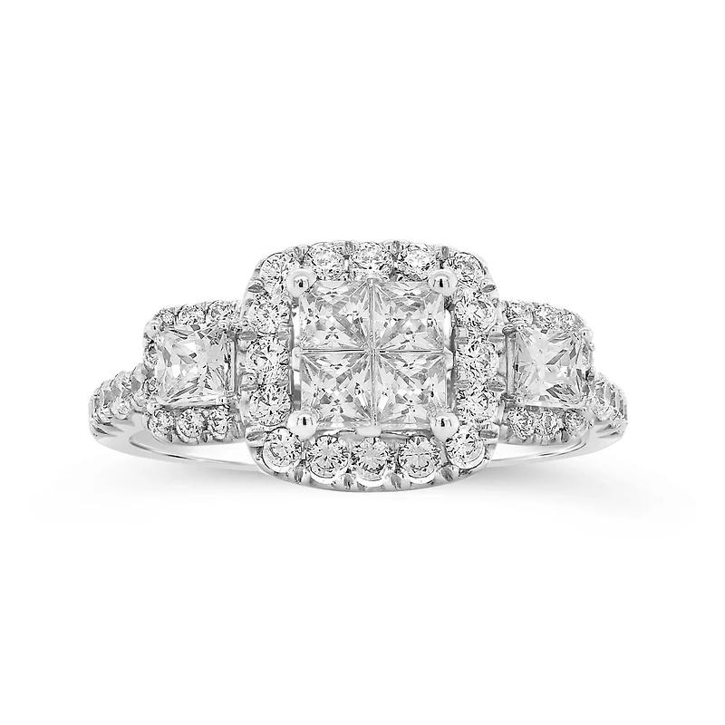 14K White Gold 1.50CTW Diamond Princessa Bridal Ring