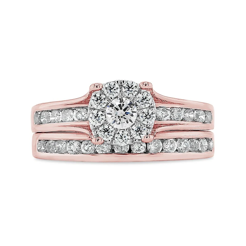 10K Rose Gold 1.00CTW Diamond Bridal Set