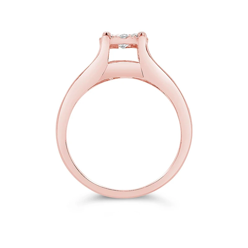 10K Rose Gold 1.00CTW Diamond Bridal Set