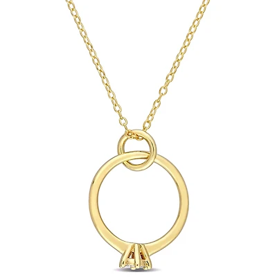 Julianna B Yellow Plated Sterling Silver Diamond Ring Pendant