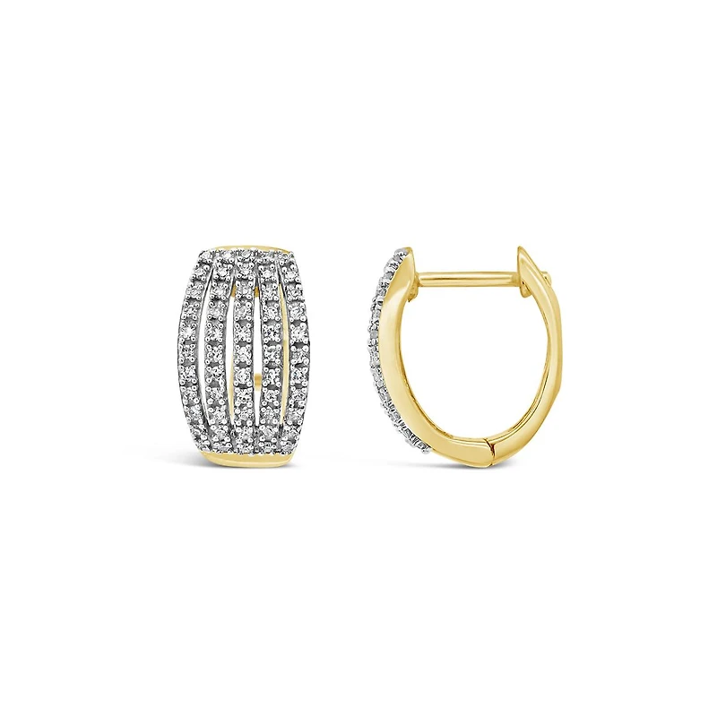 10K Yellow Gold 0.25CTW Diamond Hoop Earrings