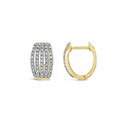 10K Yellow Gold 0.25CTW Diamond Hoop Earrings