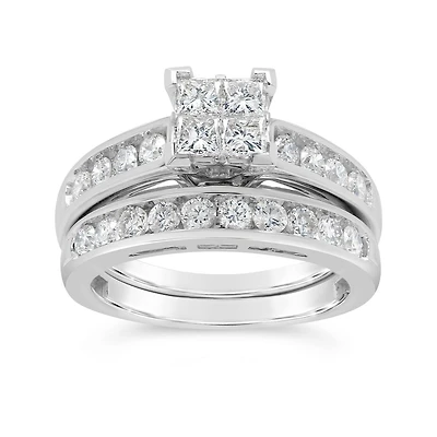 14K White Gold 1.50CTW Diamond Princessa Bridal Set