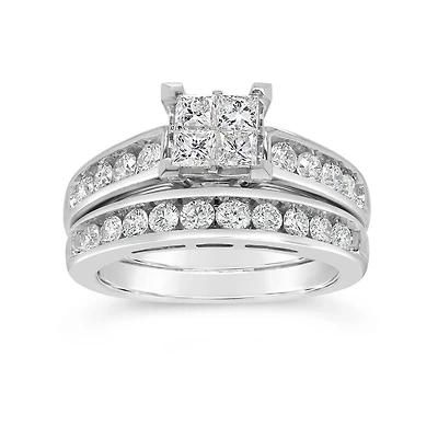 14K White Gold 2.00CTW Diamond Princessa Bridal Set