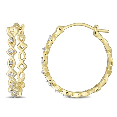 Julianna B 10K Yellow Gold 0.10CTW Diamond Hoop Earrings