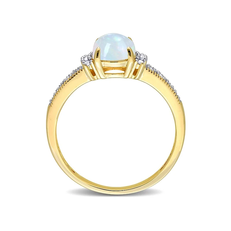 Julianna B 10K Yellow Gold 0.07 CTW Diamond & Blue Ethiopian Opal Ring