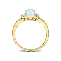 Julianna B 10K Yellow Gold 0.07 CTW Diamond & Blue Ethiopian Opal Ring