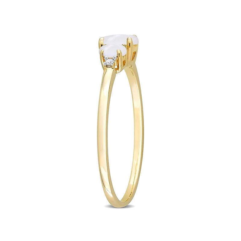 Julianna B 10K Yellow Gold 0.02CT Diamond & Opal 3 Stone Ring