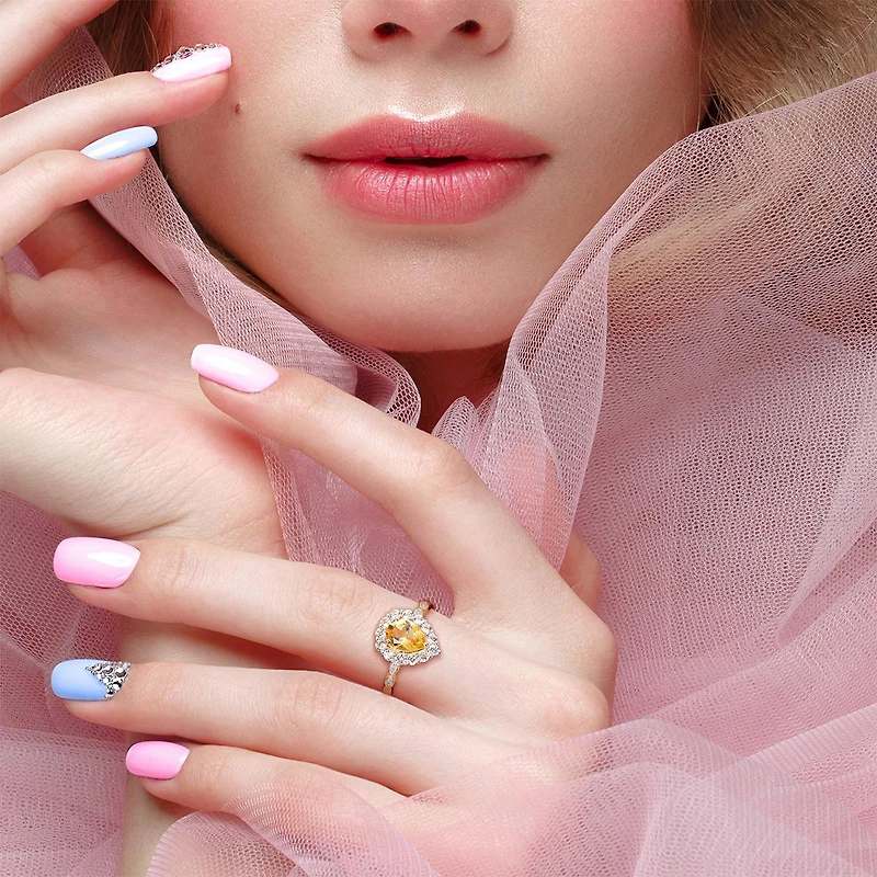 Julianna B 10K Yellow Gold 0.02CTW Diamond, Citrine & White Topaz Ring