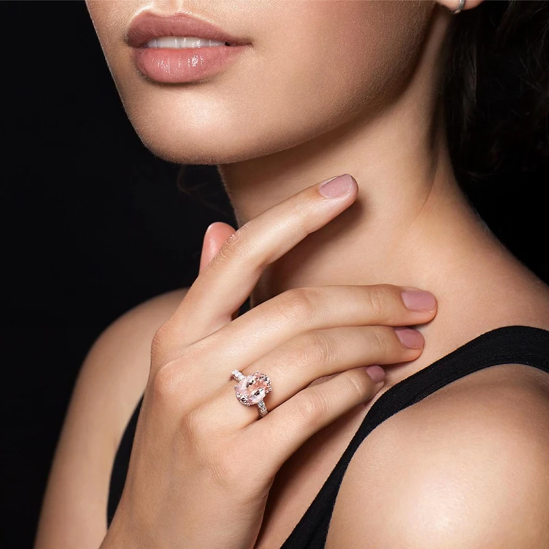 Julianna B 14K White Gold 0.42CTW Diamond and Morganite Ring