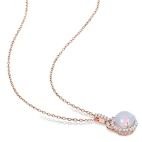 Julianna B Rose Plated Sterling Silver Blue Ethiopian Opal, White Topaz Necklace