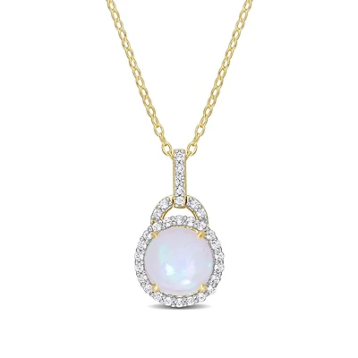 Julianna B Sterling Silver Blue Ethiopian Opal & White Topaz Necklace