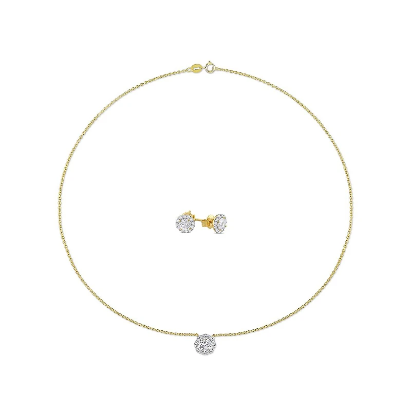 Julianna B Sterling Silver Created White Sapphire Earrings and Pendant Set