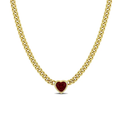 Julianna B Yellow Plated Sterling Silver Lab Grown Ruby Necklace