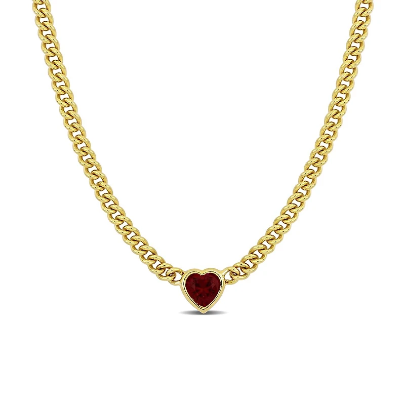 Julianna B Yellow Plated Sterling Silver Lab Grown Ruby Necklace