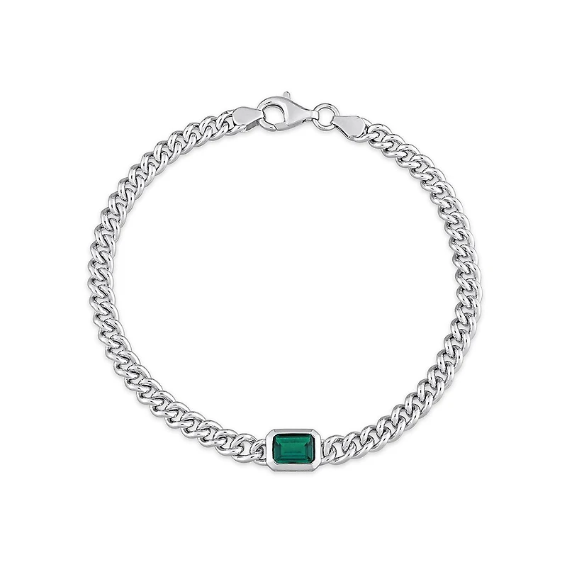 Julianna B Sterling Silver Created Emerald Bracelet