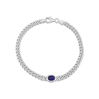 Julianna B Sterling Silver Created Blue Sapphire Bracelet