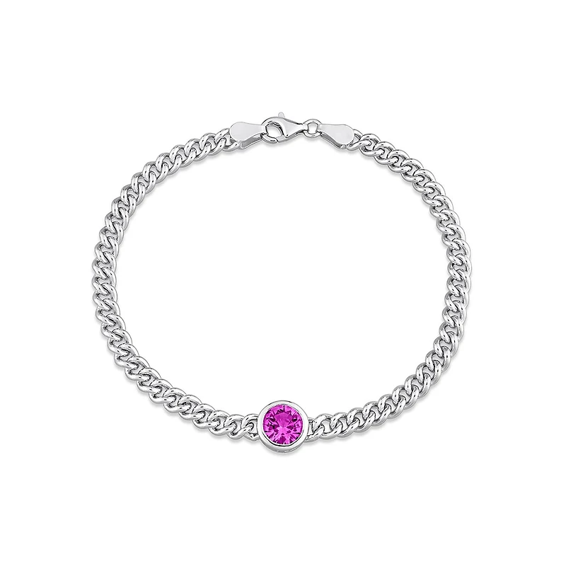 Julianna B Sterling Silver Created Pink Sapphire Bracelet