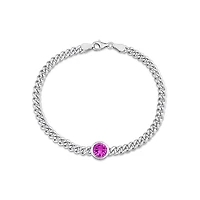 Julianna B Sterling Silver Created Pink Sapphire Bracelet