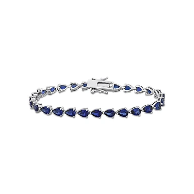 Julianna B Sterling Silver Created Blue Sapphire Tennis Bracelet