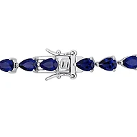 Julianna B Sterling Silver Created Blue Sapphire Tennis Bracelet