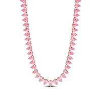 Julianna B Created Pink Sapphire Rose Plated Sterling Silver 18" Tennis Necklace