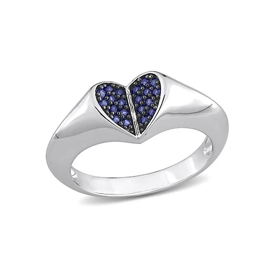 Julianna B Sterling Silver Created Blue Sapphire Ring