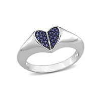 Julianna B Sterling Silver Created Blue Sapphire Ring