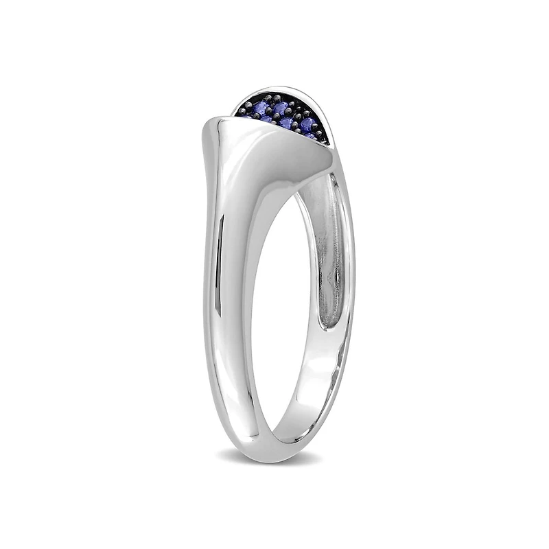 Julianna B Sterling Silver Created Blue Sapphire Ring
