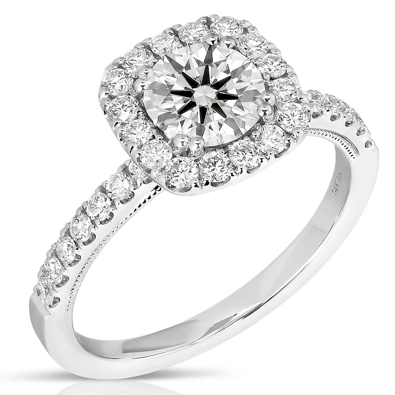 New Brilliance Lab Grown 2.13CTW Diamond Halo Ring in 14K White Gold