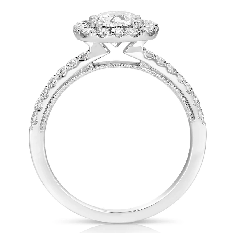 New Brilliance Lab Grown 2.13CTW Diamond Halo Ring in 14K White Gold
