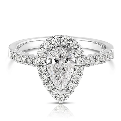 New Brilliance Lab Grown 1.60CTW Pear Cut Diamond Ring in 14K White Gold