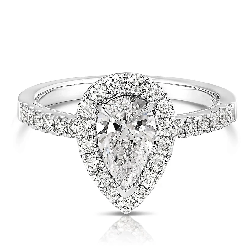New Brilliance Lab Grown 2.10CTW Pear Cut Diamond Ring in 14K White Gold