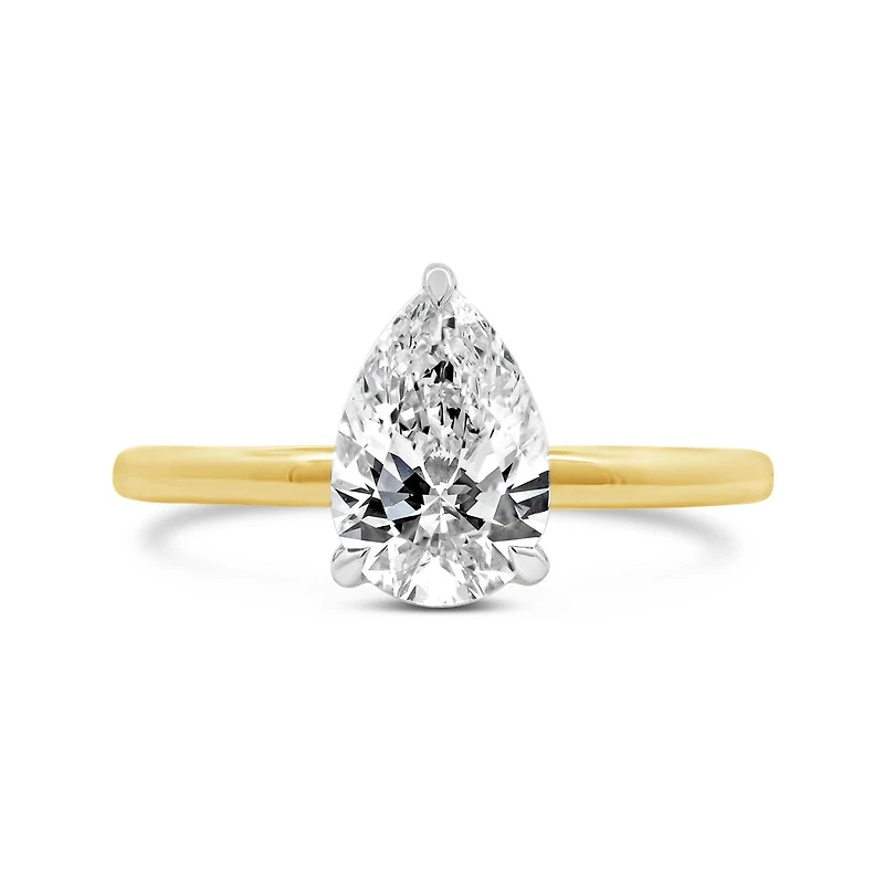 New Brilliance Lab Grown 1.58CTW Pear Cut Diamond Ring in 14K Yellow Gold