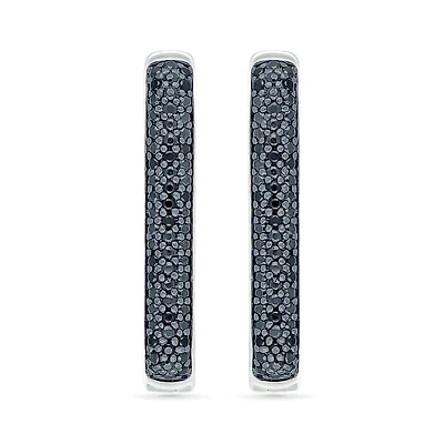 Sterling Silver 0.45CTW Black Diamond Hoop Earrings